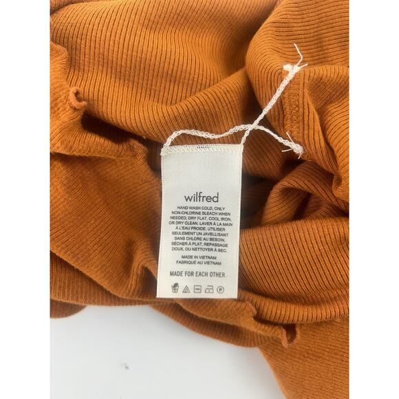 Wilfred Long Sleeve Mock Neck Top Size Large Orange Modal Ribbed Stretch - Picture 5 of 11